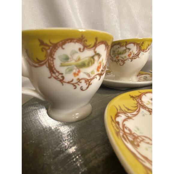 8 Piece Set of Gracie China Demi Tasse Cups with Saucers Birds Berries EUC - Picture 15 of 15